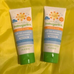 2x Babyganics SPF 50 Sunscreen Lotion Tear Free Water Resistant 3oz  Babies New
